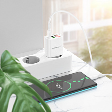 BOROFONE BA78A Белый ЗУ с USB/PD + кабель Type-C - Type-C 1м (QC3.0+PD20W,3000mA)