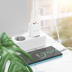 BOROFONE BA78A Белый ЗУ с USB/PD + кабель Type-C - Type-C 1м (QC3.0+PD20W,3000mA)