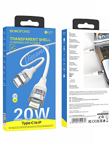 BOROFONE BU37 Белый кабель PD20W (iOS Lighting-TYPE-C) 1.2м