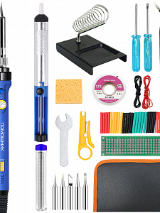 Паяльник электрический с терморегулятором, набор 22 в 1 Помощник PM-INP32