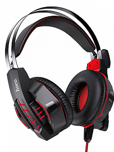 HOCO W102 Красные наушники для ПК (3.5 мм/USB)