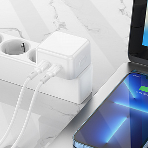 BOROFONE BA76A Белый ЗУ с 2*PD + кабель IOS Lighting - Type-C 1м (PD35W,3000mA)
