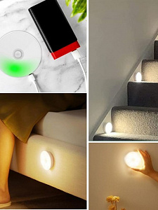 Светильник с датчиком движения, ночник беспроводной Огонёк OG-LDP22 Теплый желтый