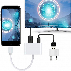 Орбита OT-AVW53 переходник (штекер Lightning - гнездо HDMI/Lightning) 15 см