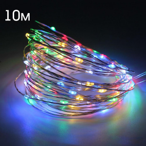 Огонек OG-LDG16 гирлянда LED RGB-импульс (10м,3*AA) (УПАКОВКА 10ШТ)