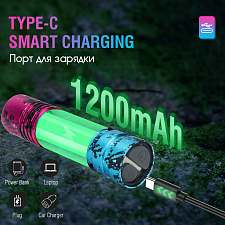 BORUIT V8 Голубой/Фиолетовый фонарь ручной