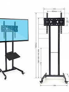 Стойка для телевизора напольная на колесиках до 55 дюймов Орбита OT-HOD21