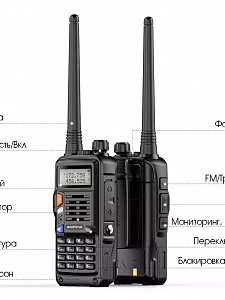 Рация Baofeng UV-S9 8W с гарнитурой черная