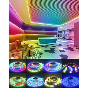 Светодиодная адресная лента WS2812, 30LED на 1м, IP65 5 метров Огонёк OG-LDL46