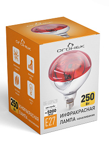 Инфракрасная лампа для обогрева птиц и животных, 250 Вт, цоколь Е27 Огонёк OG-LDP42В