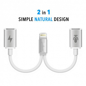 Орбита KM-111 двойной адаптер/переходник для наушников (штекер Lightning - 2 гнезда Lightning)