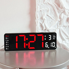 Орбита OT-CLW18 Красные часы настенные (температура)