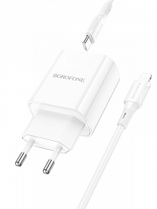 BOROFONE BA78A Белый ЗУ с USB/PD + кабель IOS Lighting - Type-C 1м (QC3.0+PD20W,3000mA)