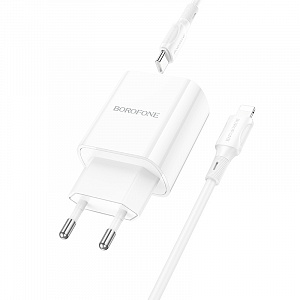 BOROFONE BA78A Белый ЗУ с USB/PD + кабель IOS Lighting - Type-C 1м (QC3.0+PD20W,3000mA)