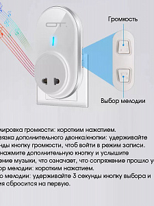 Звонок беспроводной сетевой 45 мелодий Орбита OT-HOC20 Белый