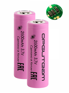 Аккумулятор 18650 с защитой, 2600мАч, 2шт Орбита