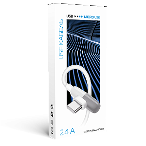 Орбита OT-SMM57 Белый кабель USB 2.4A (microUSB) 1м угловой