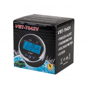 Часы автомобильные с подсветкой, вольтметром и термометром VST 7042V