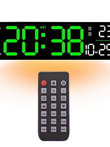 Часы настенные электронные с температурой и пультом Орбита OT-CLW16 Зеленые