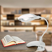 Лупа настольная с подсветкой на гибкой ноге с прищепкой 2 в 1 Орбита OT-INL51