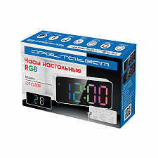 Орбита OT-CLT09 Белые часы настольные RGB (будильник, температура, дата)
