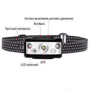 Фонарь налобный с датчиком движения, фонарик аккумуляторный Следопыт PT-FLG38