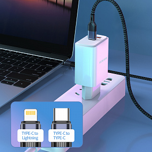SENDEM OG34 ЗУ с TYPE-C/USB + кабель Type-C -Type-C 1.2м (PD20W+QC3.0, 3000mA)