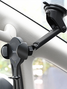 HOCO CA60 Черный Держатель для смартфонов + беспроводное ЗУ 10W (присоска, воздуховод)