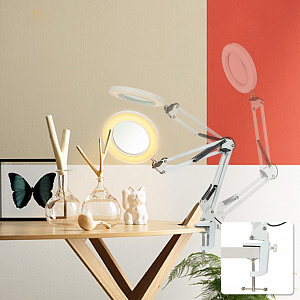 Лампа настольная с лупой и подсветкой для работы 10х Орбита OT-INL90 Белая