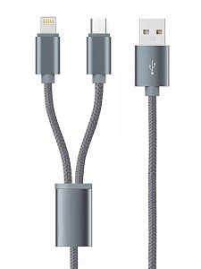 Орбита KM-61 кабель USB 2A (microUSB/iOS Lighting) 1м