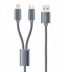Орбита KM-61 кабель USB 2A (microUSB/iOS Lighting) 1м
