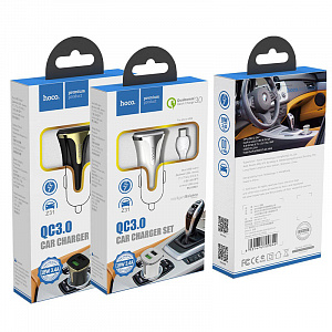 HOCO Z31 Белый ЗУ авто USB + кабель Micro USB (QC3.0,3000mA)