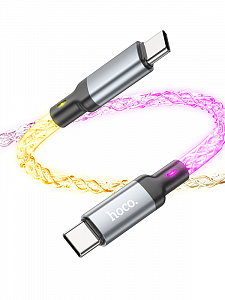 HOCO U112 Серый кабель PD60W (TYPE-C-TYPE-C) 1м LED