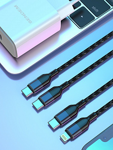 SENDEM OG34 ЗУ с TYPE-C/USB + кабель Type-C -Type-C 1.2м (PD20W+QC3.0, 3000mA)