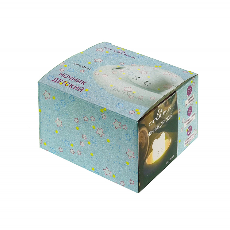 Ночник детский аккумуляторный мышка Огонёк OG-LDP21 Теплый желтый