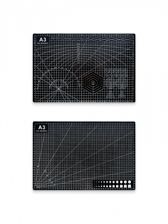 Коврик, мат для резки А3 (450х300 мм) двусторонний черный Орбита OT-OCC01