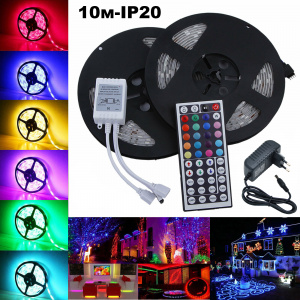 Светодиодная лента комплект с пультом 10м (2*5м) IP20 Огонек OG-LDL15