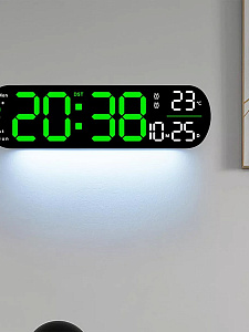 Часы настенные электронные с температурой и пультом Орбита OT-CLW16 Зеленые