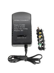 Зарядка для ноутбуков универсальный блок питания с насадками 3-12В, 30Вт Орбита OT-APB60
