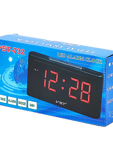 Часы электронные настольные от сети с будильником VST 732-1 Красные