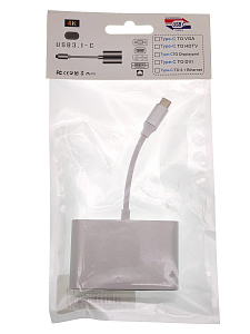 Орбита OT-AVW55 переходник (штекер TYPE-C - гнездо USB 3.0/VGA/TYPE-C) 15см