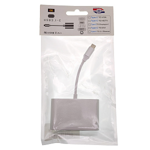 Орбита OT-AVW55 переходник (штекер TYPE-C - гнездо USB 3.0/VGA/TYPE-C) 15см