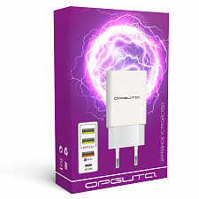 Зарядное устройство для телефона на 4 гнезда, Быстрая зарядка 20W адаптер QC 3.0/PD Орбита OT-APU58