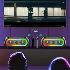 Орбита OT-ERM14 Черная караоке система с RGB подсветкой (2 микр, Bluetooth 5.0)