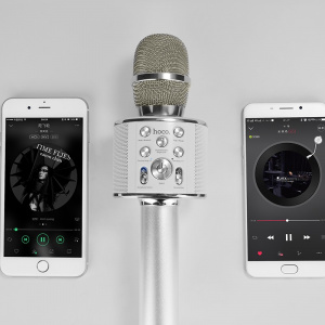 HOCO BK3 Серебро Микрофон (Bluetooth, динамики, USB)