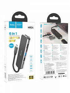 HOCO HB24 концентратор USB (2*USB, PD60W, HDMI, TF, SD)