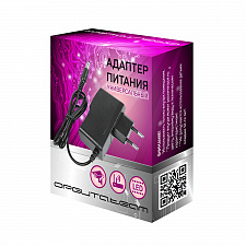 Блок питания 12В 1А универсальный адаптер сетевой со штекером 5.5х2.5 мм Орбита OT-APB43 Черный