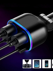 TDS TS-CAU67А Разветвитель авто (2 гнезда + USB + QC3.0)