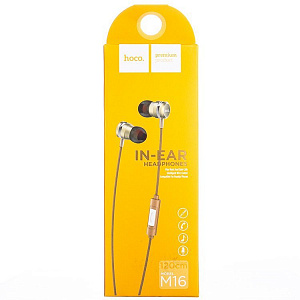 HOCO M16 Золотые наушники вакуум - гарнитура (3.5мм)