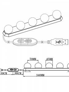 Светильник для зеркала светодиодный 5 лампочек Огонёк OG-LDP13